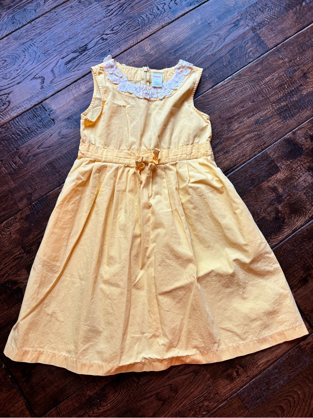 Girls Gymboree Yellow Sleeveless Dress with Lace Collar and Bow size 9